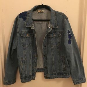 Floral embroidered denim jacket